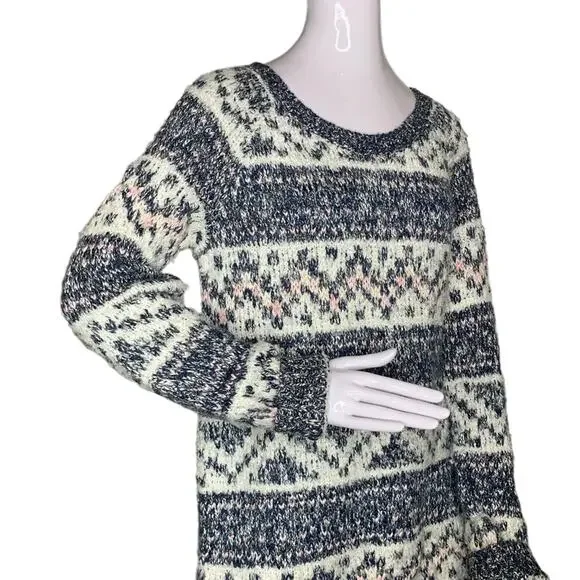 Garage Crewneck Sweater Size XS/S Chunky Knit Geometric Pattern Re… - Picture 3 of 10